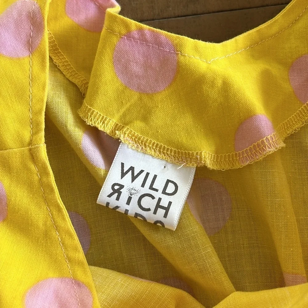 Wild rich kids yellow polka dot twirl dress